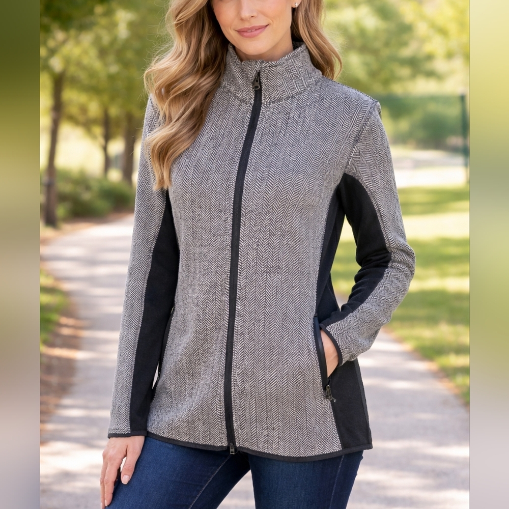 Women's Black & Gray Zip Up Jacket NWT